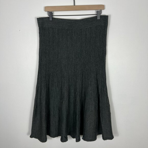 Icelandic Design Skirt XL Wool Blend Midi A Line Gray Dark Academia Nordic Knit - Picture 1 of 12